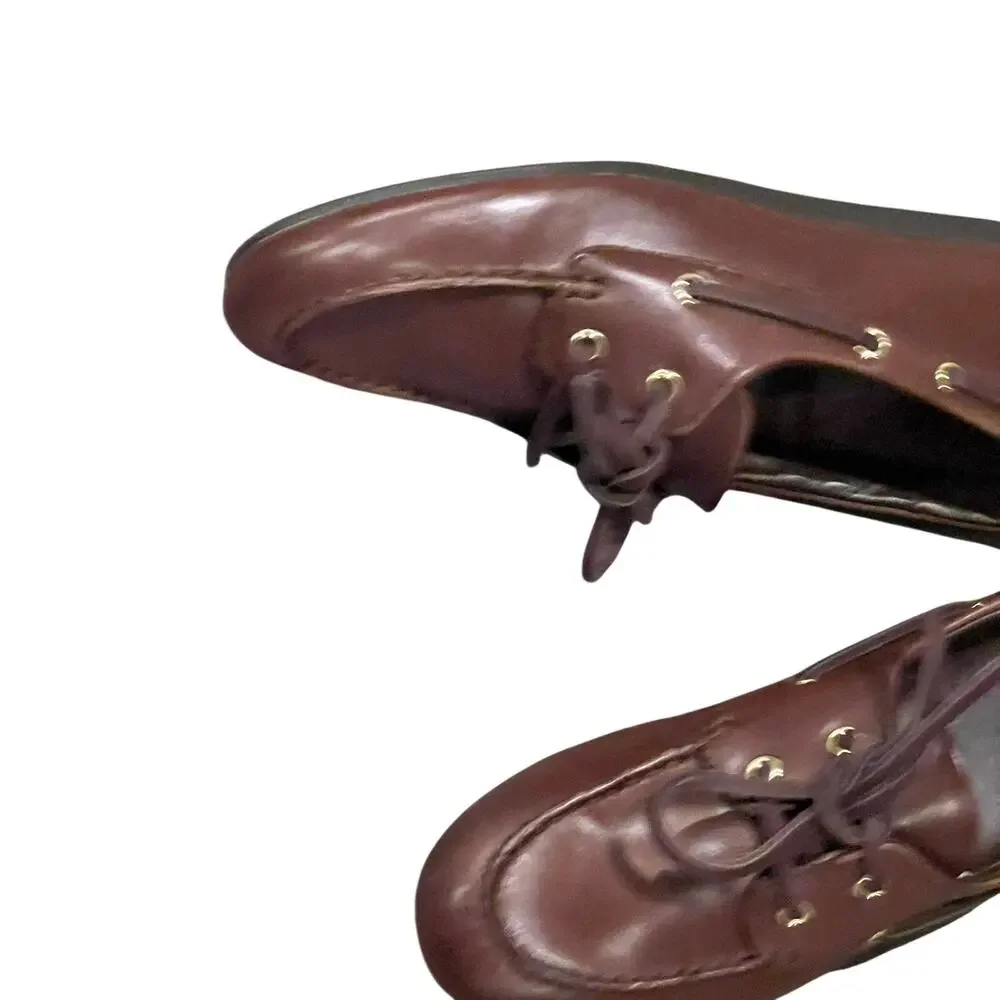 Madewell Women's The Jamie Boat Shoes Comfort Leather Cherry Wood Size 7 NWOB